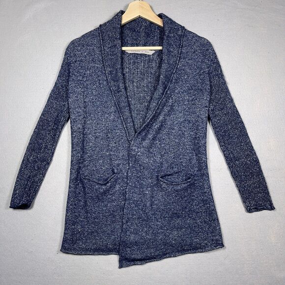 Athleta‎ Sweater Women Size XS Open Front Cardigan Blue Cashmere Linen Blend - Picture 1 of 11